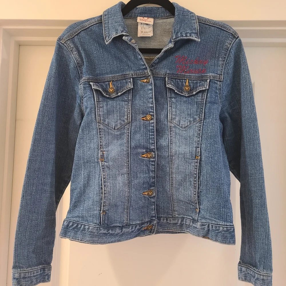 Disney Mickey Mouse Blue Bedazzled Denim Jacket With Mickey Mouse cartoon size S